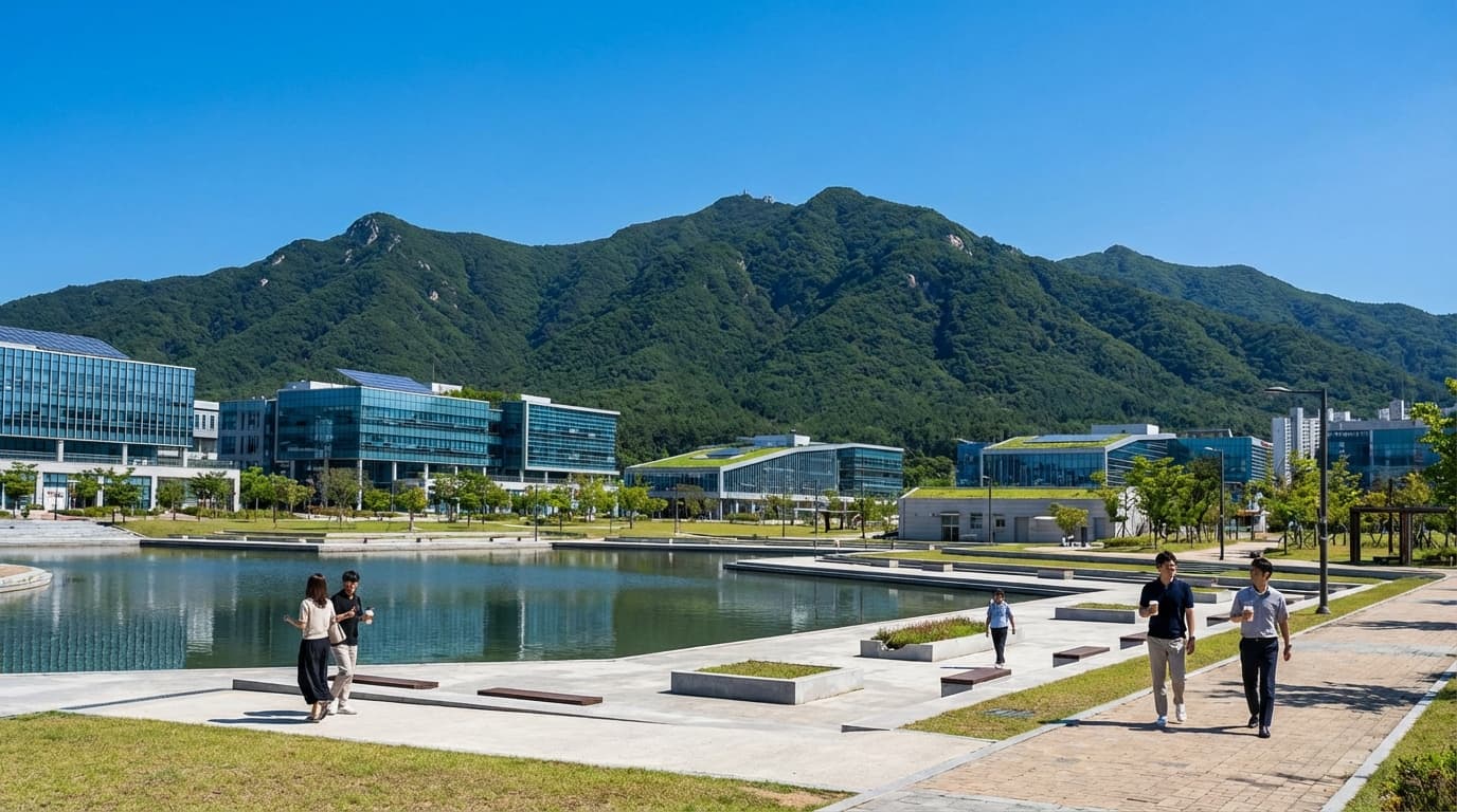 Wonju city park and mountain context