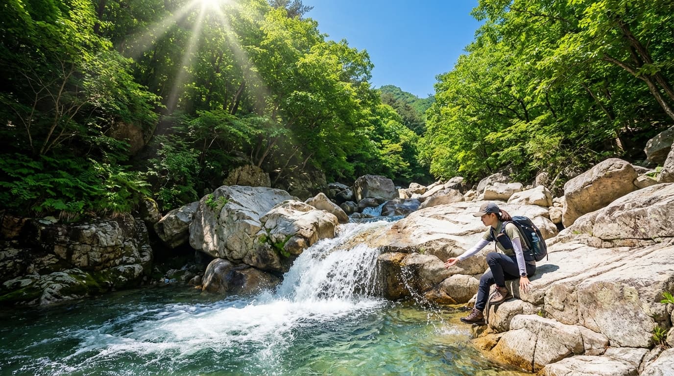 Wonju mountain stream and terrain context