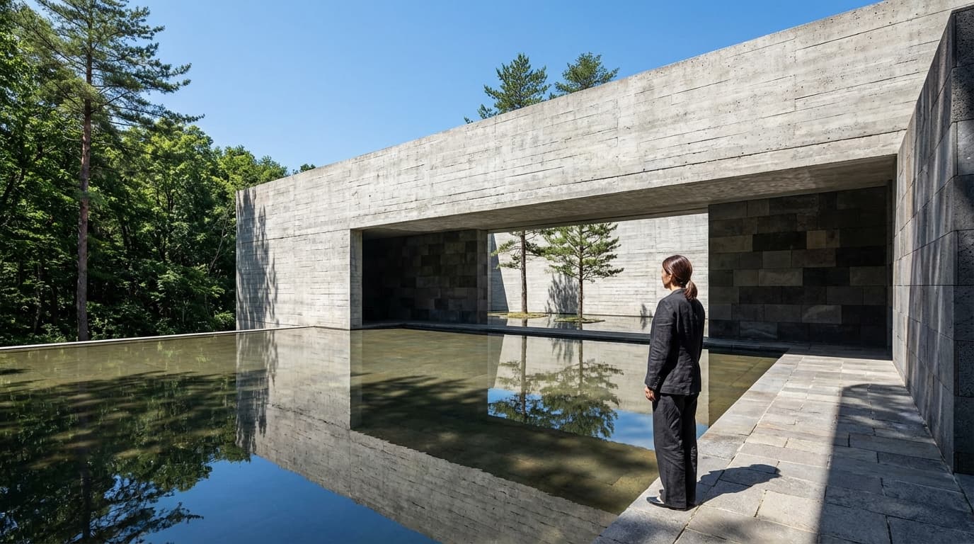 Traveler admiring water reflection in Wonju